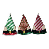 3 Gorros Navideño Duende Navidad Posada Rojo Y Verde Rayas 