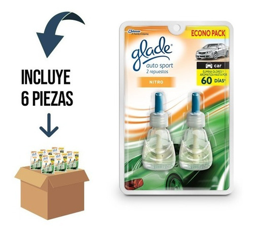 6 Pz - Glade Auto Sport Refill 14ml Nitro