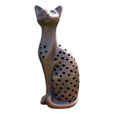 Estatua Figura - Artesanía Oaxaca - Barro Marrón - Gato