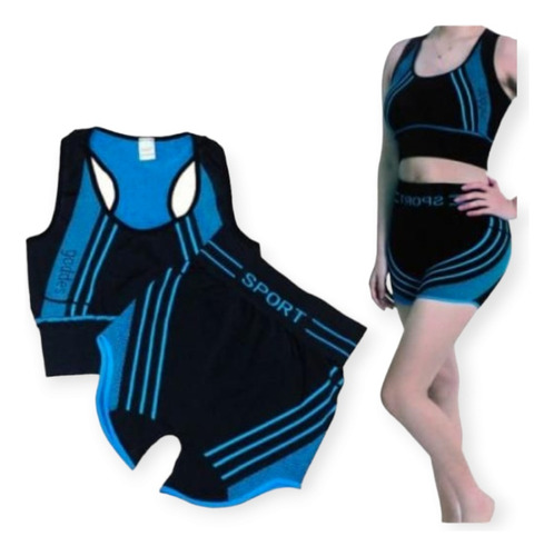 Conjunto Deportivo Short Dama Lycra 2 Piezas/ Fisness 