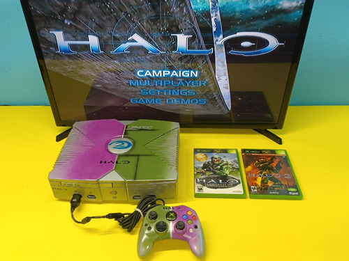 Consola Xbox Clasico Personalizada Halo Con Juego Halo 1 Y 2
