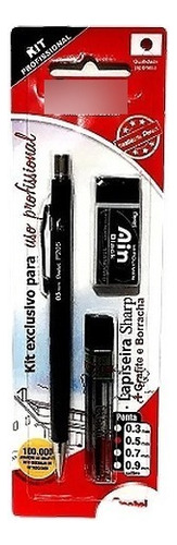 Lapiseira Pentel Sharp P205 Preta 0,5 Com Grafite E Borracha