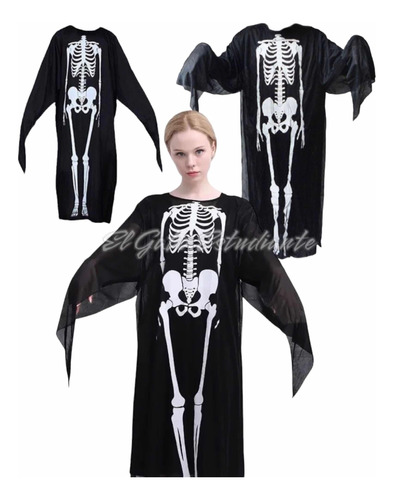 Capa Túnica Disfraz Cosplay Esqueleto Halloween La Muerte