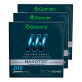 Kit 3 Encordoamento Giannini Guitarra Geegst10 Pn Nanotec