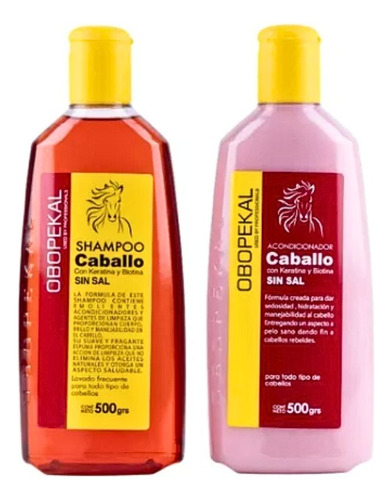 Shampoo Y Balsamo Caballo Con Biotina+keratina Sin Sal 500ml