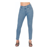 Jeans Casual Dama Tiro Medio Stretch Azul 637-52