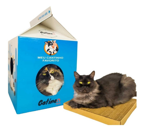 Arranhador Gato Casa Caixa De Leite - Gatíneos Toys