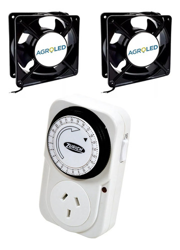 Kit Indoor Cooler 4 Pulgadas X 2 U + Timer Mecanico