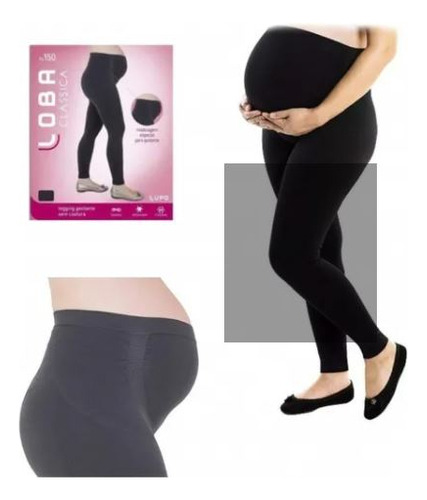 Calça Legging Gestante Loba Lupo Sem Costura Antiviral Preta