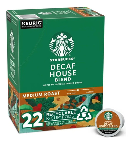 Keuring Capsula De Café 22u Starbucks Decaf House Blend