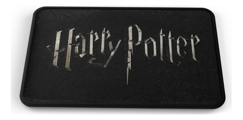 Tapete Harry Potter Logo Fondo Negro Baño Lavable 50x80cm