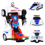 Juguete Niños Patrulla Policía Carro Robot Transformer Luces