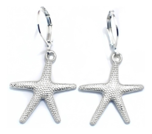 Par Aros Estrella De Mar Plata 925 Colgantes Starfish Mujer