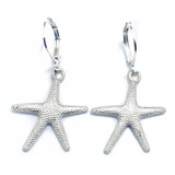 Par Aros Estrella De Mar Plata 925 Colgantes Starfish Mujer