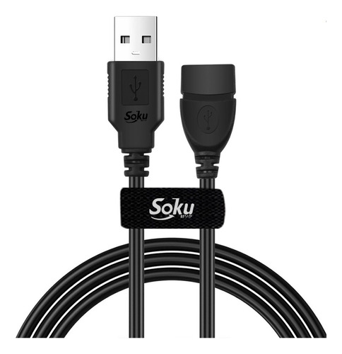 Cable Extensión Soku Usb 2.0 Macho A Hembra Para Perifericos 3 M Color Negro Modelo Pc-zdsk0wtt