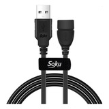 Cable Extensión Soku Usb 2.0 Macho A Hembra Para Perifericos 3 M Color Negro Modelo Pc-zdsk0wtt