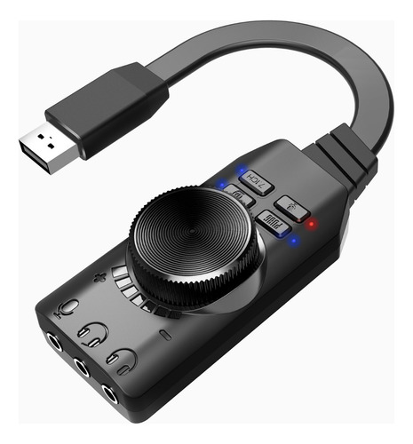 Tarjeta De Sonido Usb 7.1 Gamer Plextone Pc Mak Linux 24 Bit Color Negro