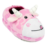 Pantufa Infantil Play Antiderrapante Menina Vaquinha Rosa 