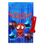 Set De Decoración Cortina, Letrero Y Globos De Spiderman 