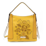 Bolsa Hobo Nicole Lee Con Corte Laser Y Bordado Ss22 Color Amarillo