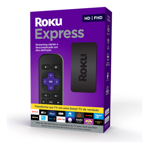 Dispositivo Streaming Transforma Smart Tv Roku Express 