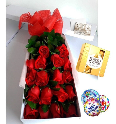 Arreglos Cajas De Flores De 12 Rosas O 6 Girasoles + Globo G