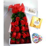 Arreglos Cajas De Flores De 12 Rosas O 6 Girasoles + Globo G