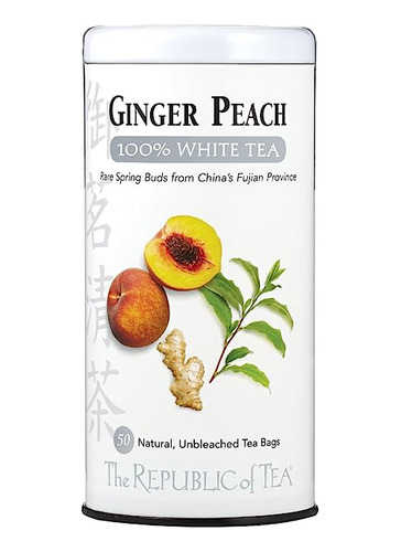 The Republic Of Tea Ginger Peach 100% White Tea, 50 Tea Bags