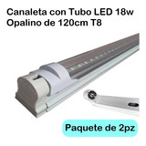 2 Pack Canaleta Con Tubo Led Tran 18w Luz Blanca Fría 6500k 