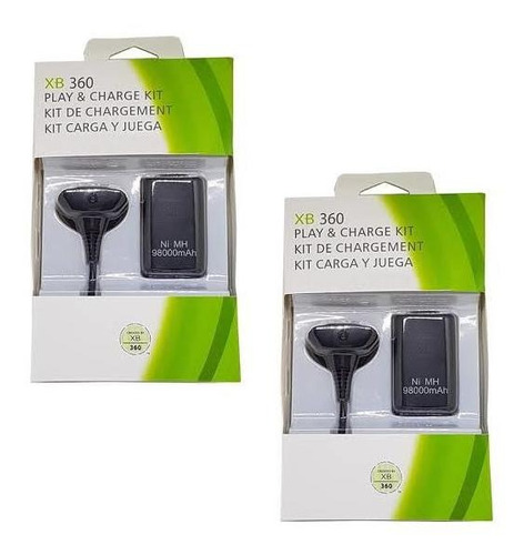 Kit 2 Bateria Carregador Controle Xbox 360 58000mah Vitrine 