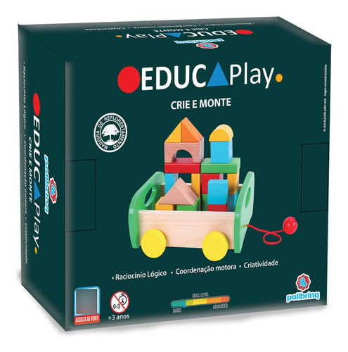 Brinquedo De Montar Educativo Carrinho De Madeira Polibrinq