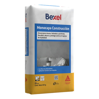 Estuco Decorativo Bexel Monocapa Blanco 20 Kg Impermeable | MercadoLibre