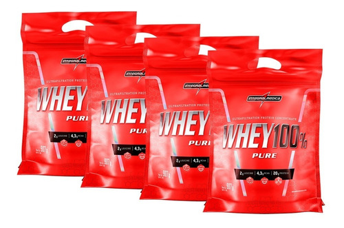 Combo 4x Whey 100% Refil - 907g  - Integral Medica 