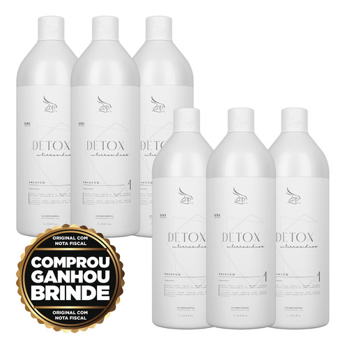 Combo Zap 6 Shampoo Detox Anti Resíduos 1l - Limpeza Intensa