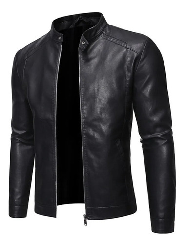 Chaqueta De Cuero Slim Fit Para Hombre Motero