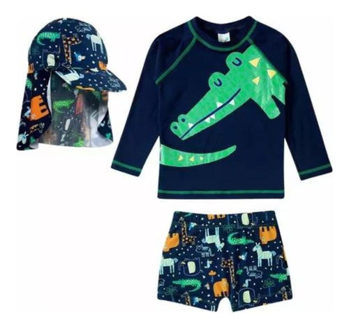 Conjunto Bebe Infantil Sunga Camisa Praia Proteção Solar Fps