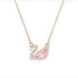 Collar Pequeño De Cisne De Plata De Ley S925 En Oro Rosa