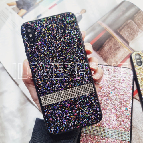  Funda Glitter Con Strass Para iPhone XS Max Xr X 7 8 Plus