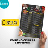 Menu Cardápio Para Pizzaria Edite E Imprima Fácil - Mod: 015