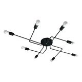 Plafon Aranha Sputnik Preto Fosco - 8 Braços 110v/220v