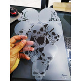 Stencil Caveiras Grudadas Para Aerografia Skulls 2r10