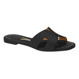 Rasteirinha Flat Feminino Prata E Preto Vizzano 