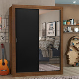 Guarda-roupa Solteiro Madesa Denver 2 Portas Correr Esp Rp Cor Rustic/preto 10947k1e