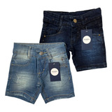 Kit 2 Bermuda Jeans Meninos Infantil Bebê Lycra De 1 A 8anos