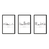 3 Cuadros Ciudades Europa 30x20 Marco Impreso-32 Decofactory