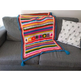 Manta Multicolor Tejida A Crochet Con Lana Cashmilon Brick 