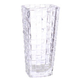 Vaso Decorativo De Vidro 19,5cm Relevo Trançado Quadrado 