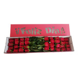 Diselo Con Rosas Hermosa Caja Con 24 Flores +globo Hogar
