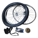 Kit Rines #26 Acero Bici + 2 Llantas + 2 Camaras + Sprocket.