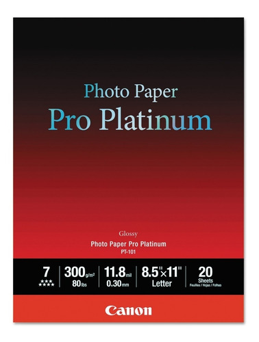 Canon Papel Fotografico Pro Platinum Pt-101 8.5x11 20 Hojas